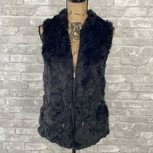Maurices Black zip front fur vest